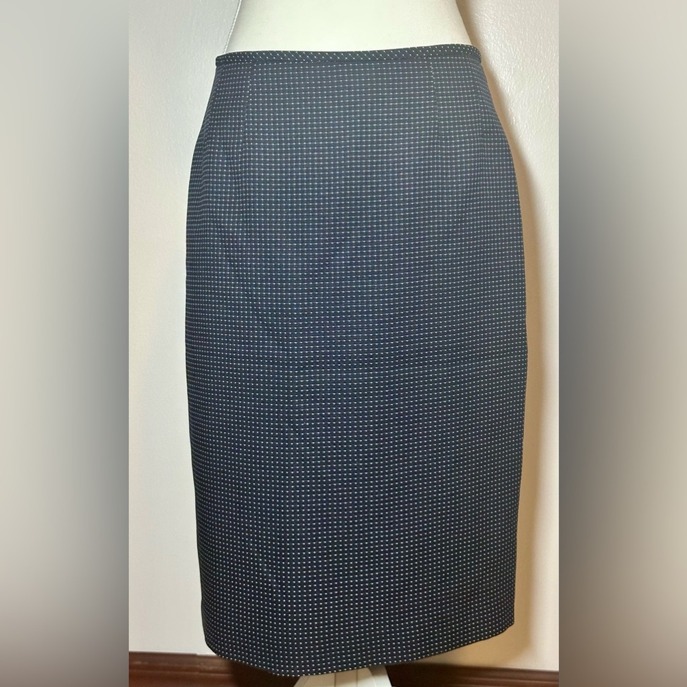 Elegant Navy and White Pencil polkadot Skirt